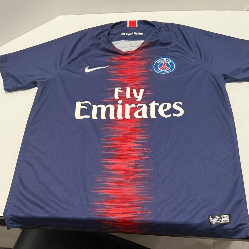 Nike PSG Navy and Red Soccer Jersey